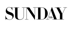 Black text 'SUNDAY life' logo