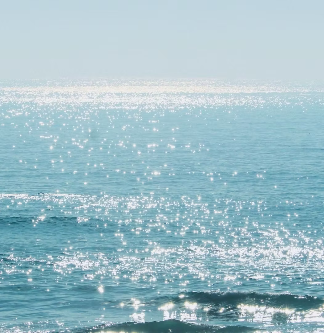 Glistening water surface with sunlight reflecting off Bondi Beach waves 